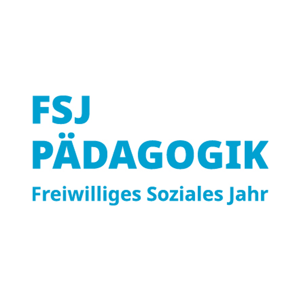 Logo des Freiwilligen Sozialen Jahres in der Pädagogik mit blauem Text auf weißem Hintergrund.